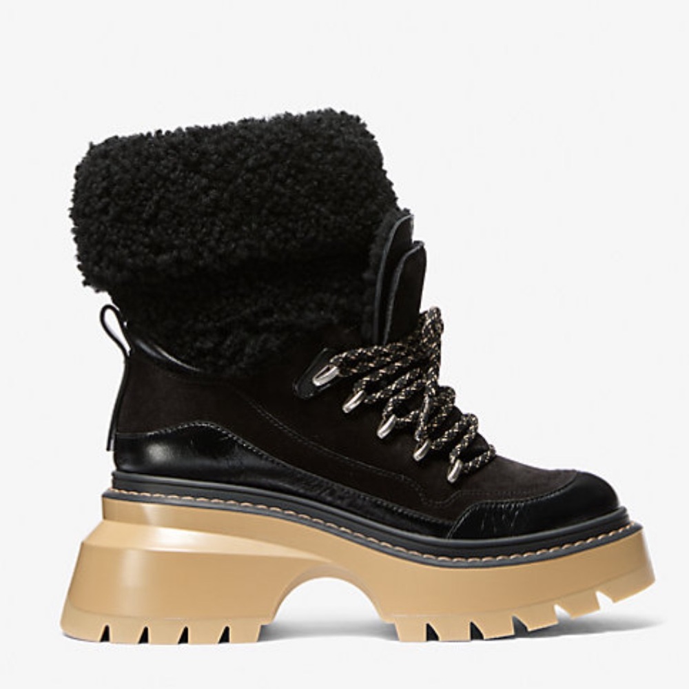 Michael Kors Black Shiloh Mixed-Media Boot - size 8 - Picture 3 of 7